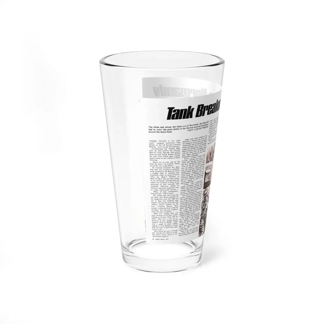 Tank Breakout From Normandy, Adam magazine, March 1973 (Magazine Illustration) Pint Glass 16oz - Go Mug Yourself