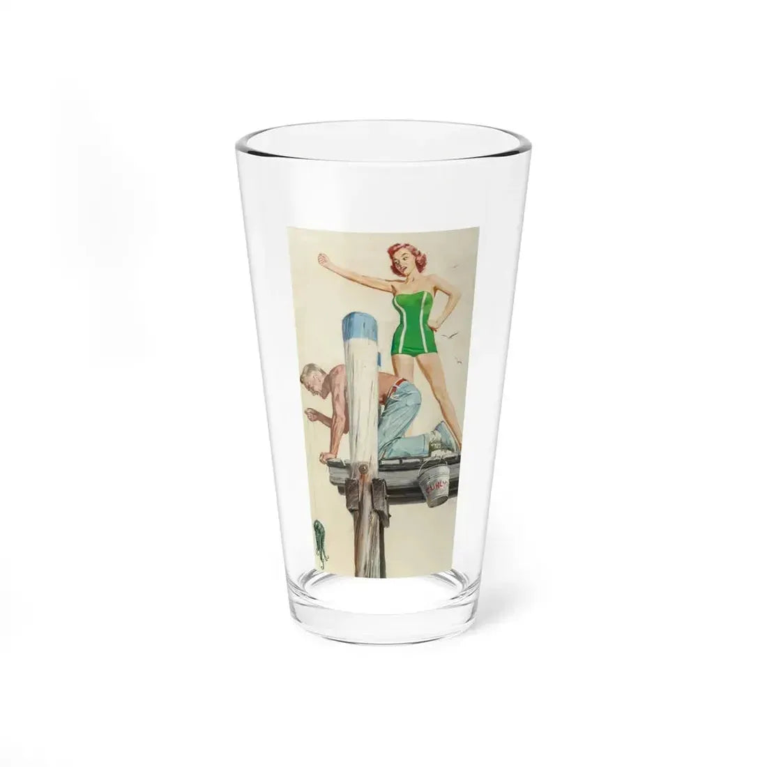 Tarpon Fever, The Saturday Evening Post story illustration, March 21, 1956 (Magazine Illustration) Pint Glass 16oz 16oz - Go Mug Yourself