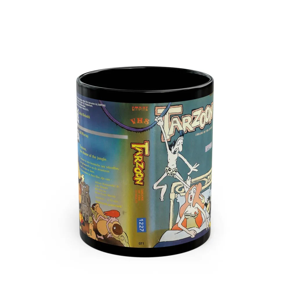 TARZOON SHAME OF THE JUNGLE SEXPLOTATION CARTOON (VHS COVER) - Black Coffee Mug-11oz-Go Mug Yourself