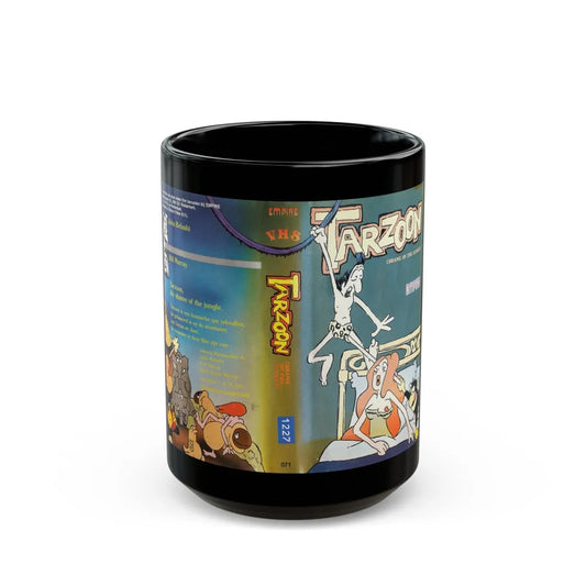 TARZOON SHAME OF THE JUNGLE SEXPLOTATION CARTOON (VHS COVER) - Black Coffee Mug-15oz-Go Mug Yourself