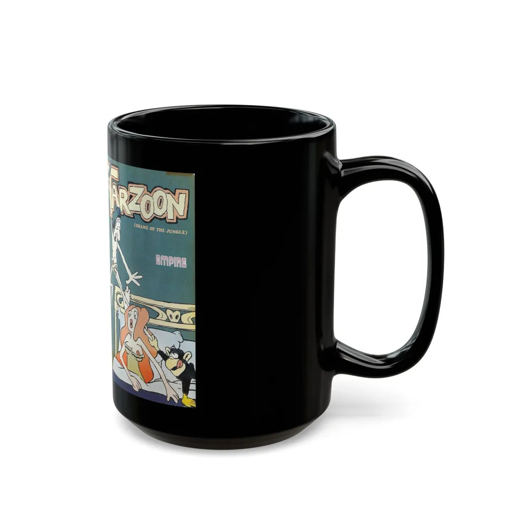 TARZOON SHAME OF THE JUNGLE SEXPLOTATION CARTOON (VHS COVER) - Black Coffee Mug-Go Mug Yourself