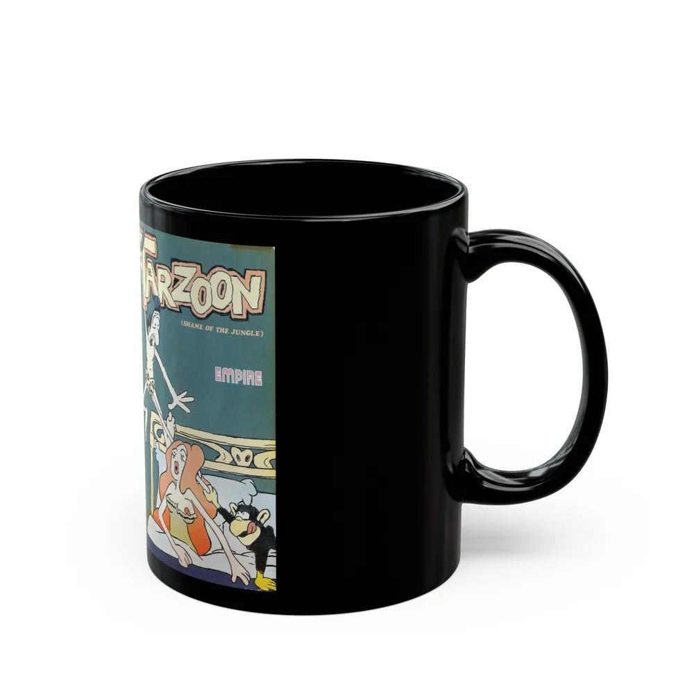 TARZOON SHAME OF THE JUNGLE SEXPLOTATION CARTOON (VHS COVER) - Black Coffee Mug-Go Mug Yourself