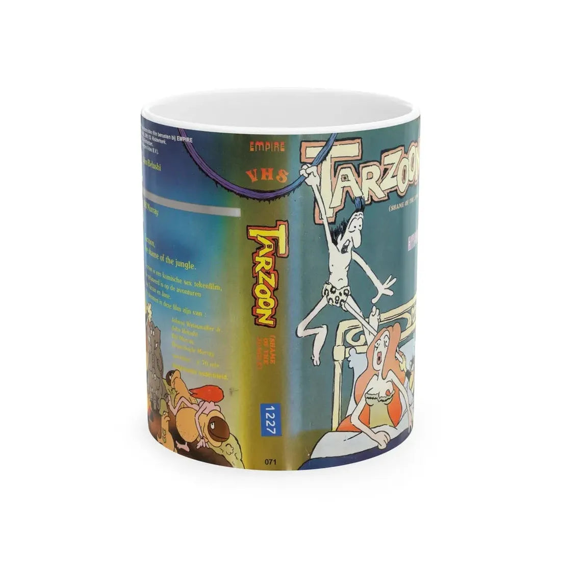 TARZOON SHAME OF THE JUNGLE SEXPLOTATION CARTOON (VHS COVER) - White Coffee Mug 11oz - Go Mug Yourself
