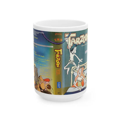 TARZOON SHAME OF THE JUNGLE SEXPLOTATION CARTOON (VHS COVER) - White Coffee Mug-15oz-Go Mug Yourself