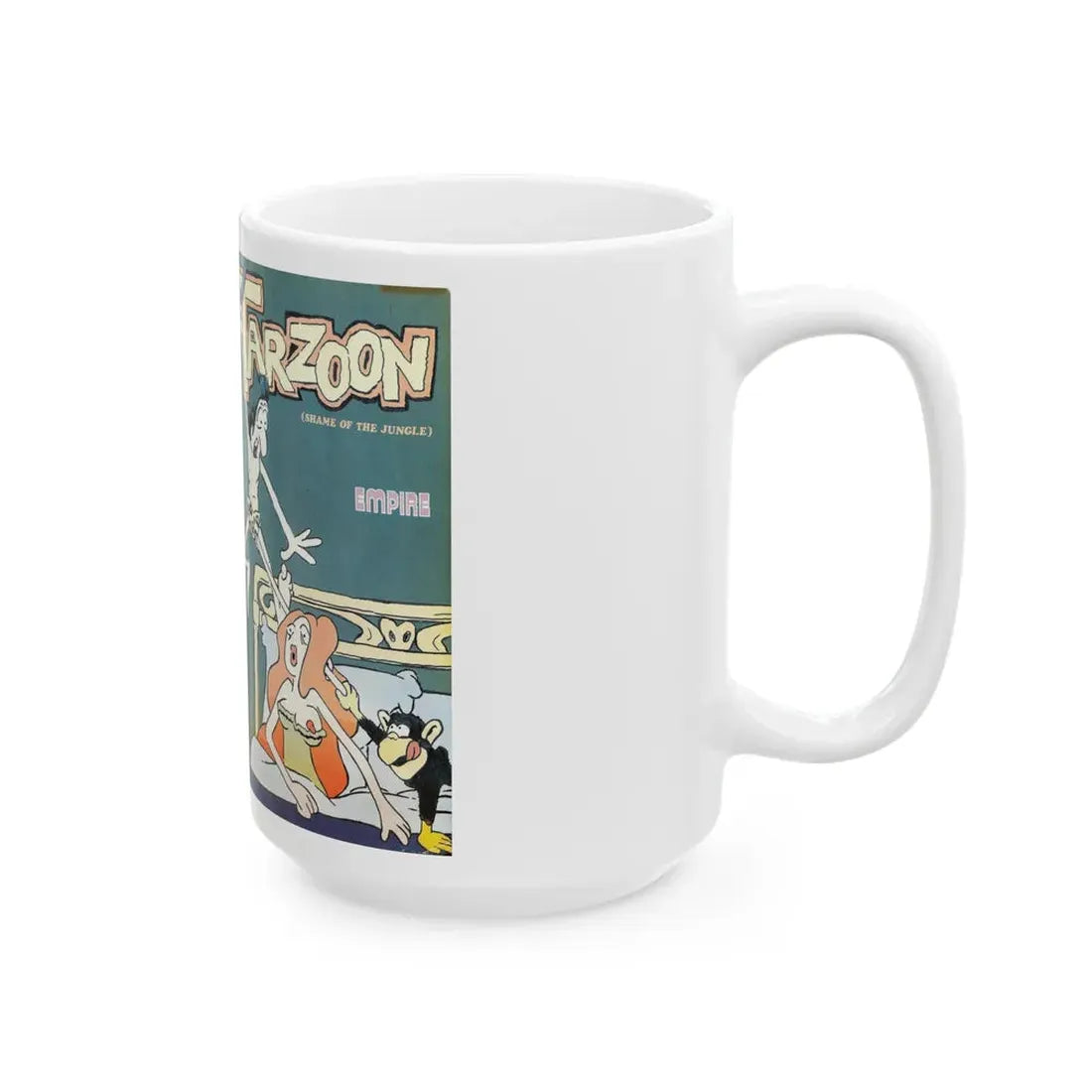 TARZOON SHAME OF THE JUNGLE SEXPLOTATION CARTOON (VHS COVER) - White Coffee Mug - Go Mug Yourself