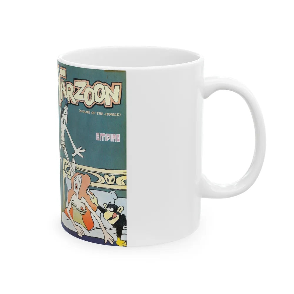 TARZOON SHAME OF THE JUNGLE SEXPLOTATION CARTOON (VHS COVER) - White Coffee Mug-Go Mug Yourself