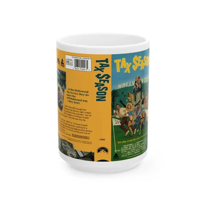 TAX SEASON (VHS COVER) - White Coffee Mug 15oz - Go Mug Yourself