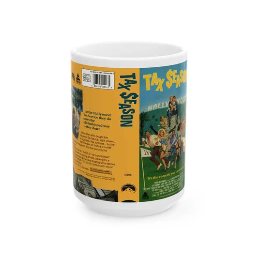 TAX SEASON (VHS COVER) - White Coffee Mug 15oz - Go Mug Yourself