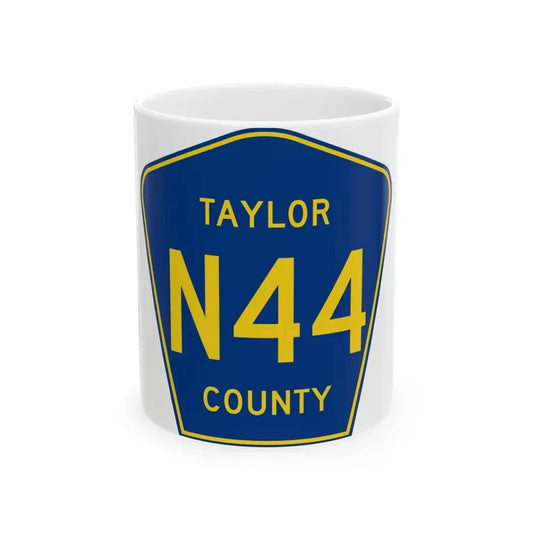 Taylor County Route N44 IA (Iowa) (Road Sign) White Coffee Mug 11oz - Go Mug Yourself