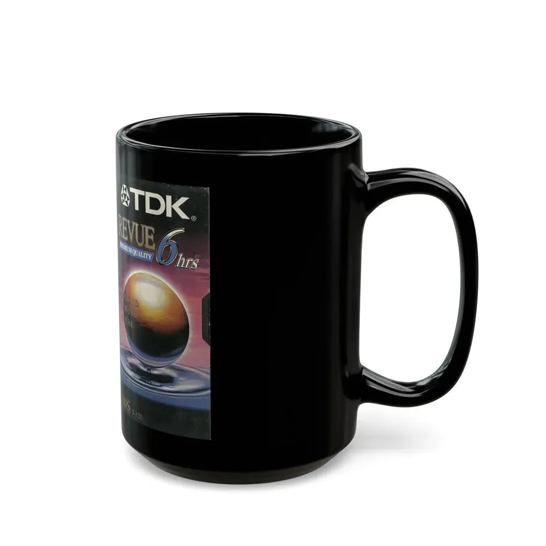 TDK REVUE BLANK VHS TAPE (VHS COVER) - Black Coffee Mug - Go Mug Yourself