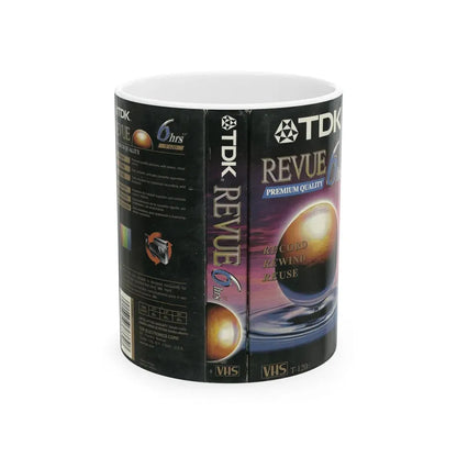 TDK REVUE BLANK VHS TAPE (VHS COVER) - White Coffee Mug 11oz - Go Mug Yourself