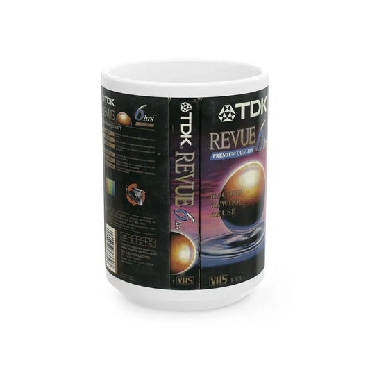 TDK REVUE BLANK VHS TAPE (VHS COVER) - White Coffee Mug 15oz - Go Mug Yourself