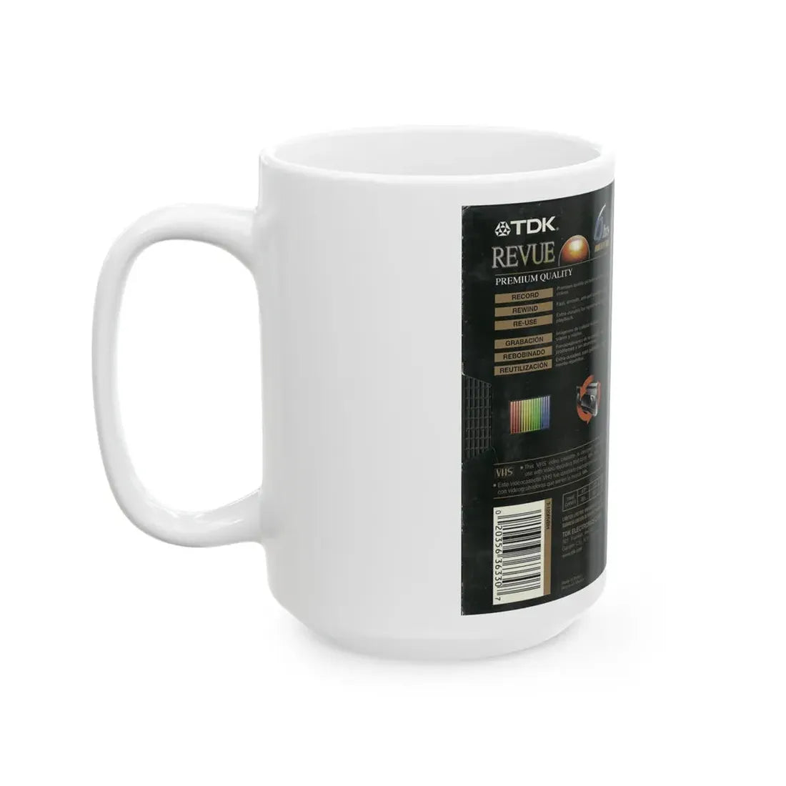 TDK REVUE BLANK VHS TAPE (VHS COVER) - White Coffee Mug - Go Mug Yourself
