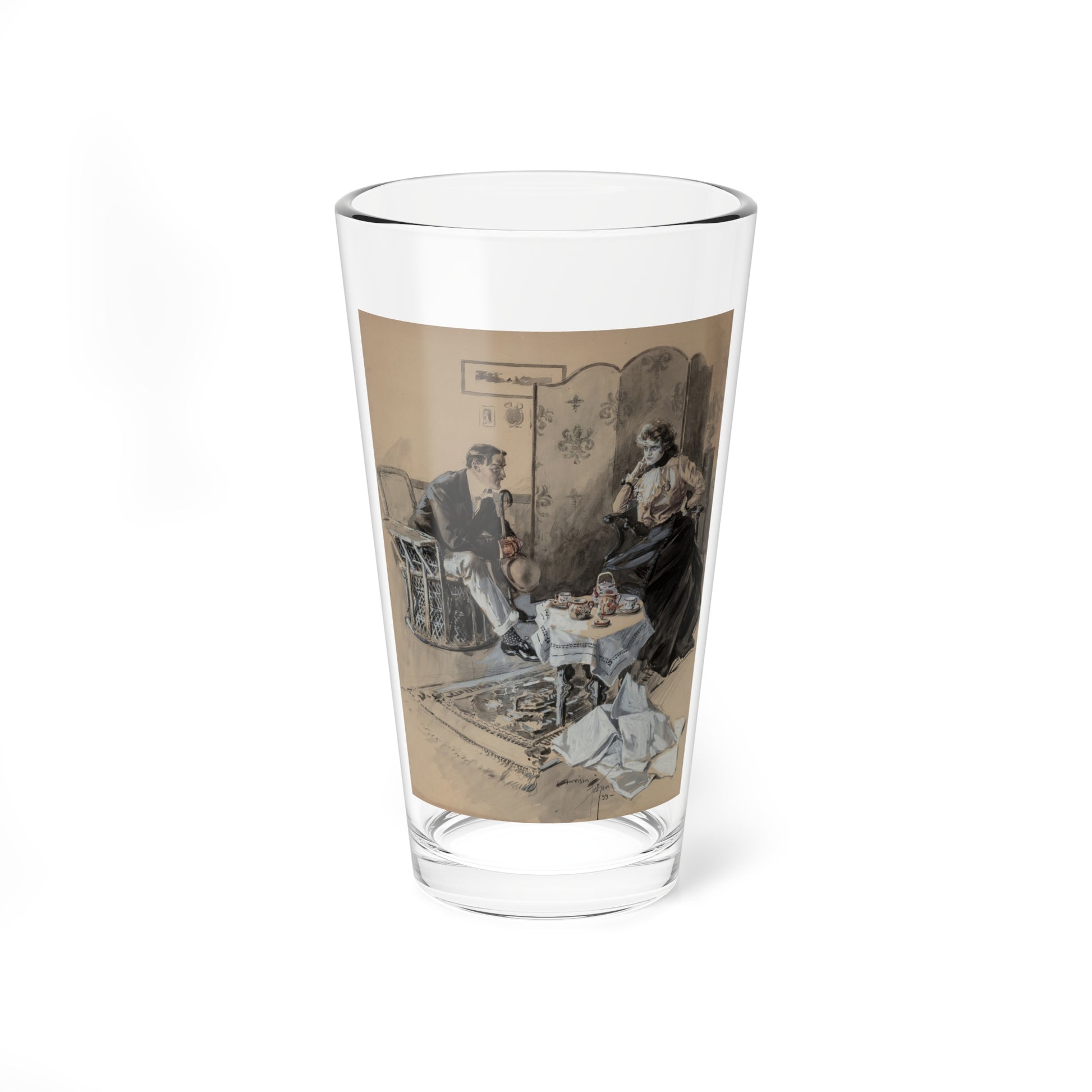 Tea Time, Puck interior illustration, 1899 (Magazine Illustration) Pint Glass 16oz-16oz-Go Mug Yourself