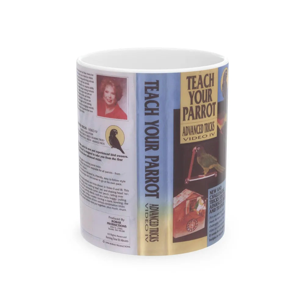 TEACH YOUR PARROT ADVANCED TRICKS (VHS COVER) - White Coffee Mug-11oz-Go Mug Yourself