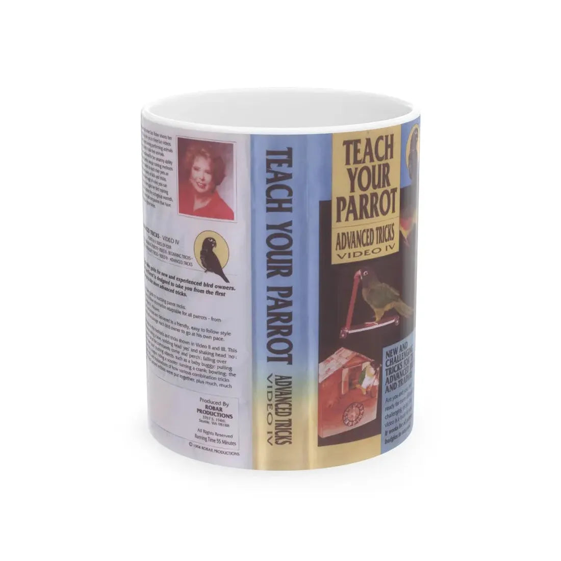 TEACH YOUR PARROT ADVANCED TRICKS (VHS COVER) - White Coffee Mug 11oz - Go Mug Yourself