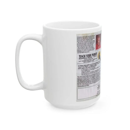 TEACH YOUR PARROT BEGINNING TRICKS (VHS COVER) - White Coffee Mug - Go Mug Yourself
