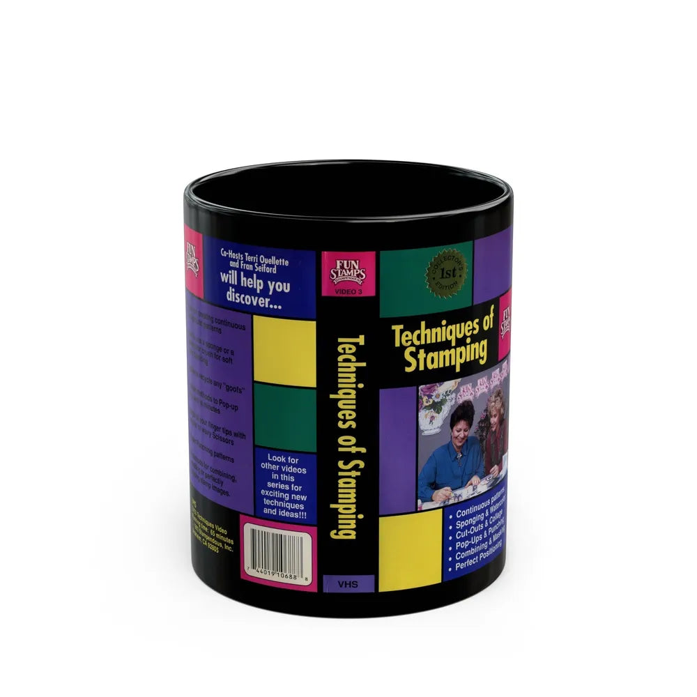 TECHNIQUES OF STAMPING FUN STAMPS (VHS COVER) - Black Coffee Mug-11oz-Go Mug Yourself