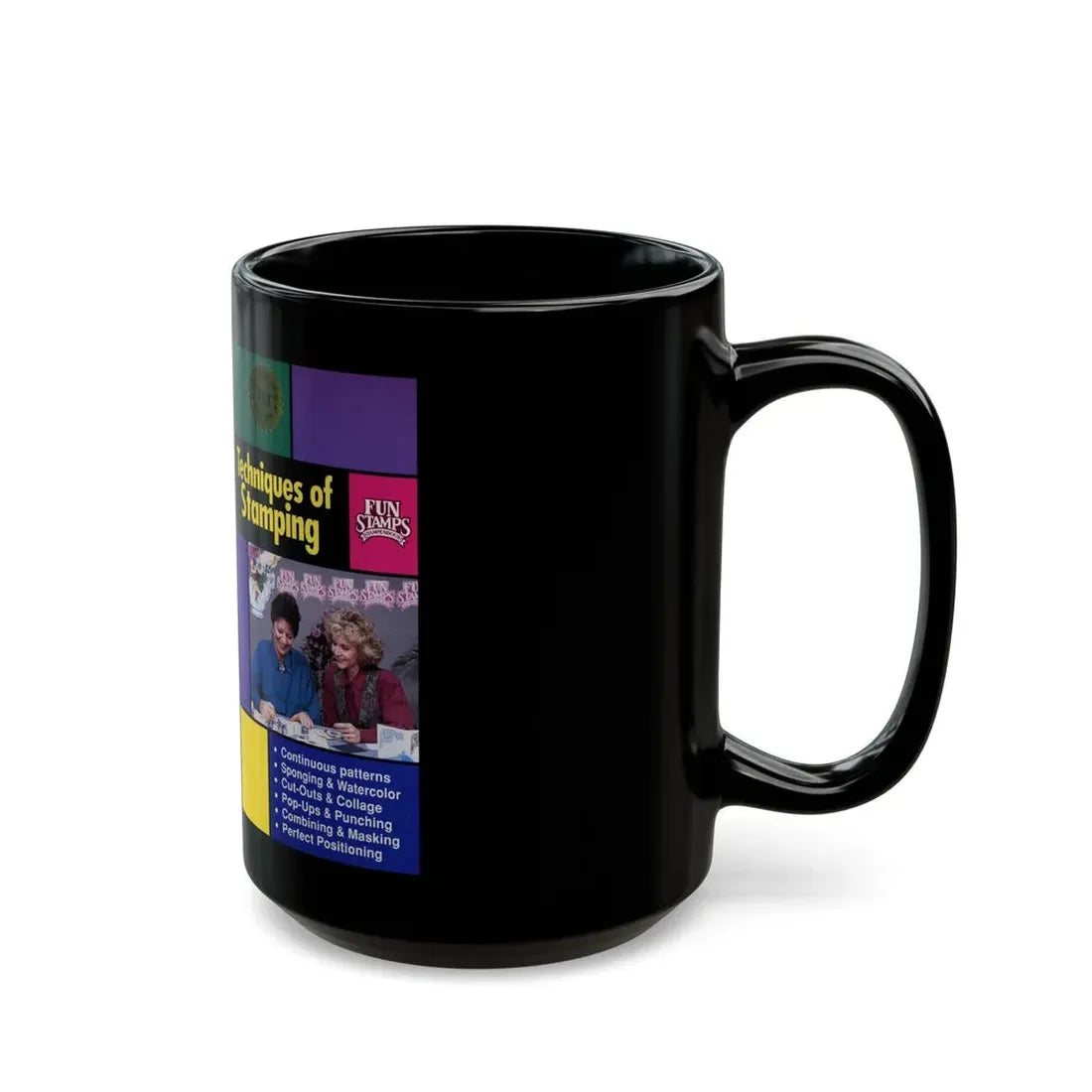 TECHNIQUES OF STAMPING FUN STAMPS (VHS COVER) - Black Coffee Mug - Go Mug Yourself