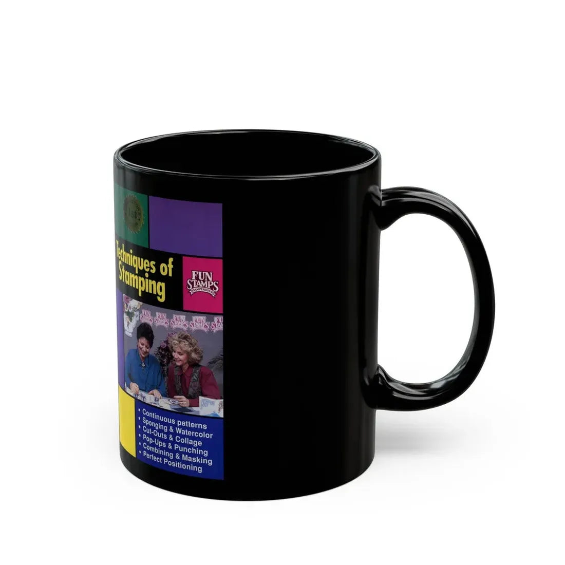 TECHNIQUES OF STAMPING FUN STAMPS (VHS COVER) - Black Coffee Mug - Go Mug Yourself