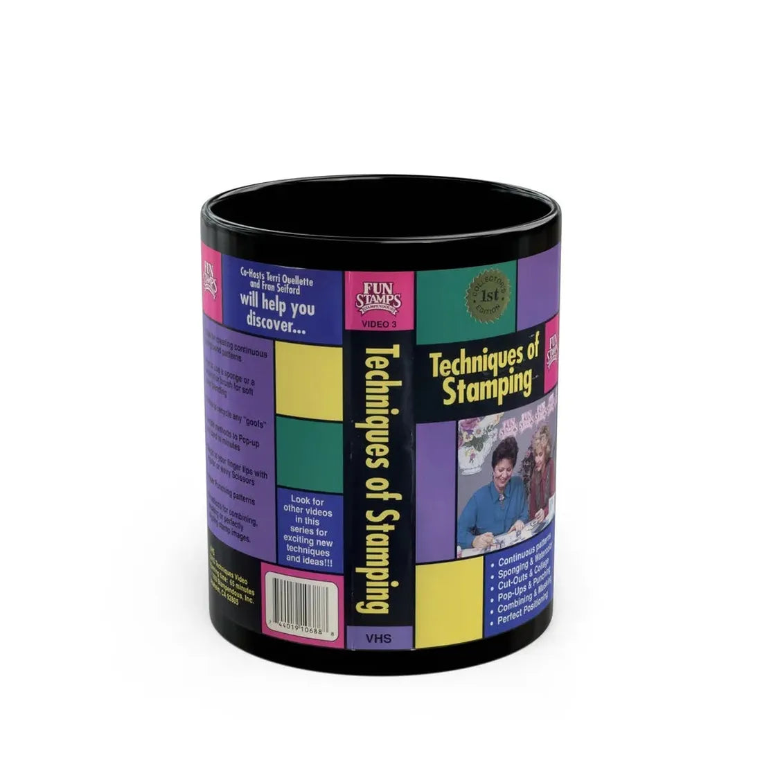 TECHNIQUES OF STAMPING (VHS COVER) - Black Coffee Mug 11oz - Go Mug Yourself