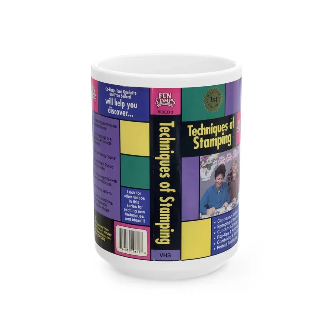 TECHNIQUES OF STAMPING (VHS COVER) - White Coffee Mug 15oz - Go Mug Yourself