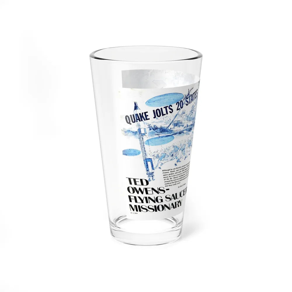 Ted Owens - Flying Saucer Missionary, Saga magazine, March 1971 (Magazine Illustration) Pint Glass 16oz-Go Mug Yourself