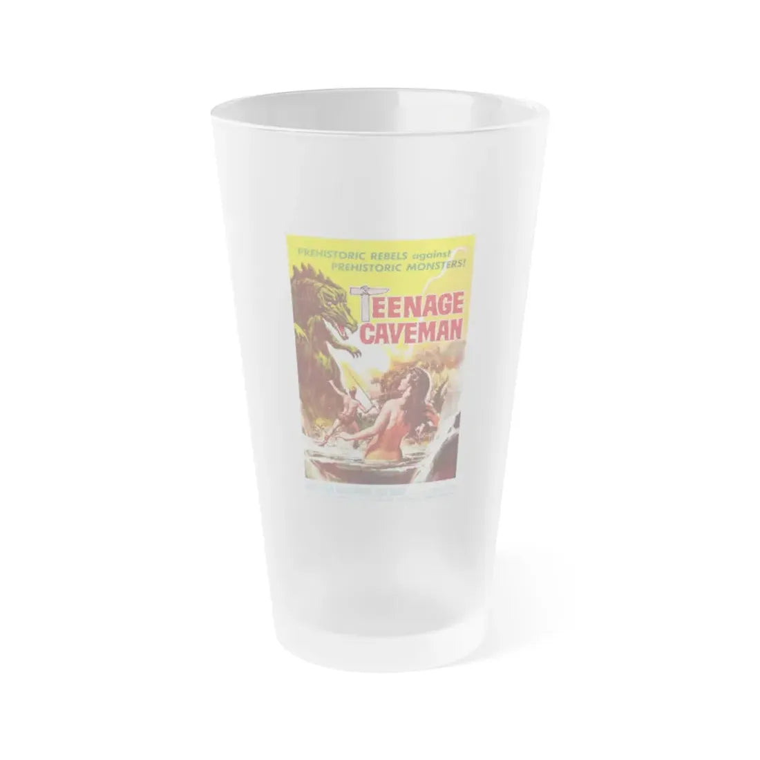 TEENAGE CAVEMAN 1958 Movie Poster - Frosted Pint Glass 16oz Default Title - Go Mug Yourself