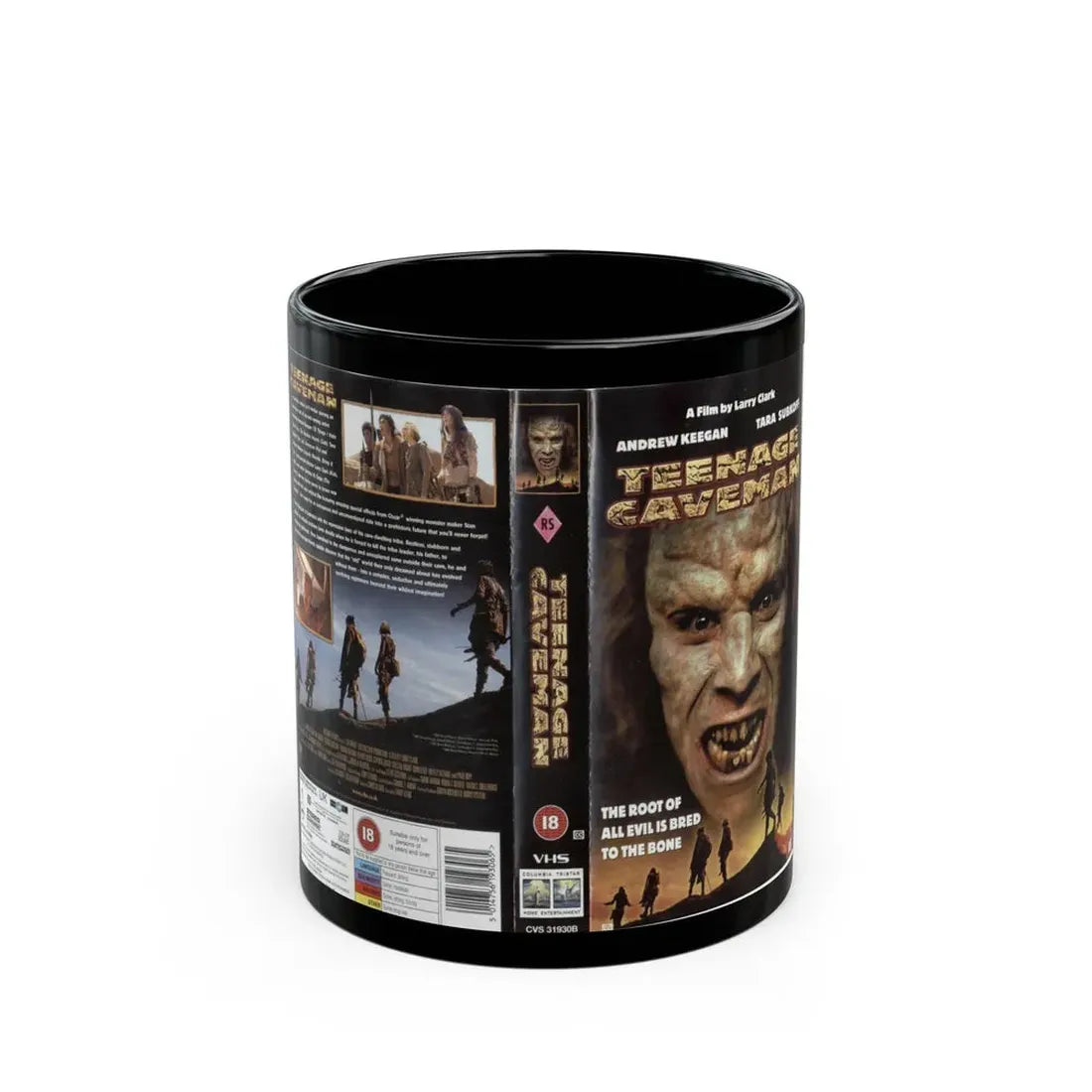 TEENAGE CAVEMAN ANDREW KEEGAN (VHS COVER) - Black Coffee Mug 11oz - Go Mug Yourself