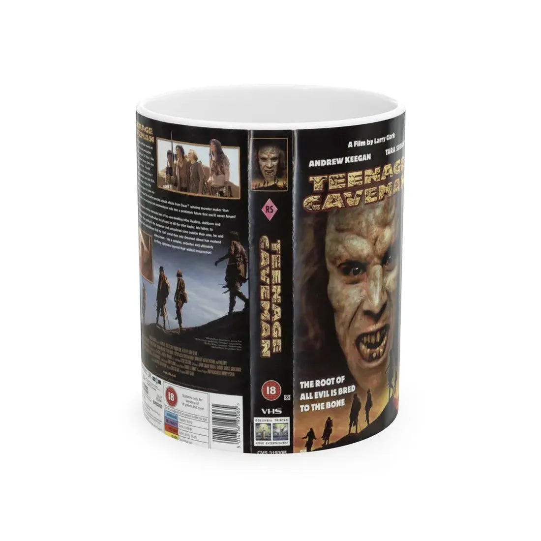 TEENAGE CAVEMAN ANDREW KEEGAN (VHS COVER) - White Coffee Mug 11oz - Go Mug Yourself