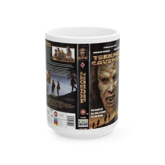 TEENAGE CAVEMAN ANDREW KEEGAN (VHS COVER) - White Coffee Mug 15oz - Go Mug Yourself