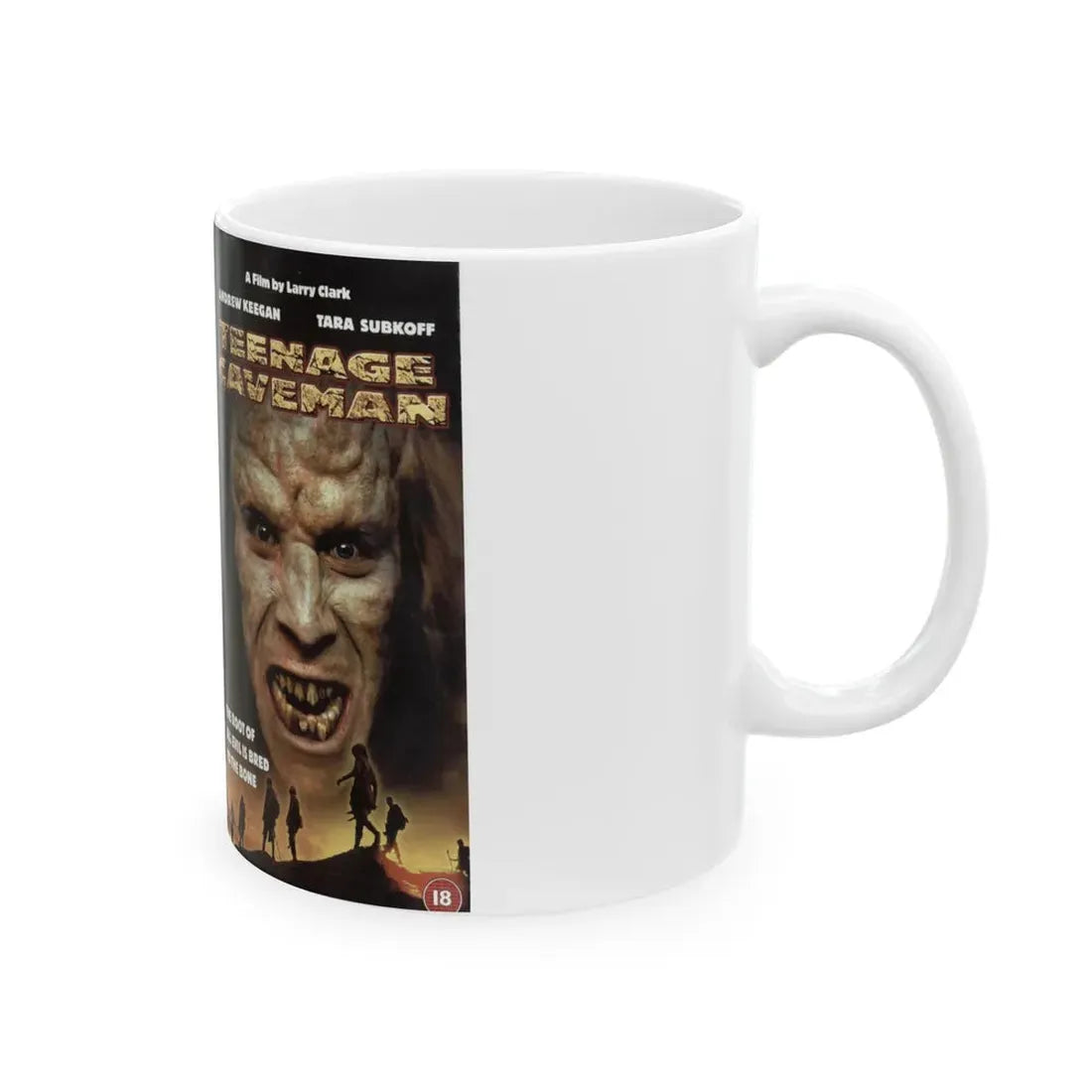 TEENAGE CAVEMAN ANDREW KEEGAN (VHS COVER) - White Coffee Mug - Go Mug Yourself