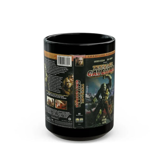 TEENAGE CAVEMAN CREATURE FEATURES (VHS COVER) - Black Coffee Mug 15oz - Go Mug Yourself