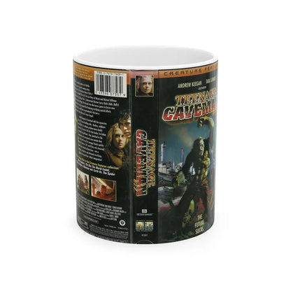 TEENAGE CAVEMAN CREATURE FEATURES (VHS COVER) - White Coffee Mug 11oz - Go Mug Yourself