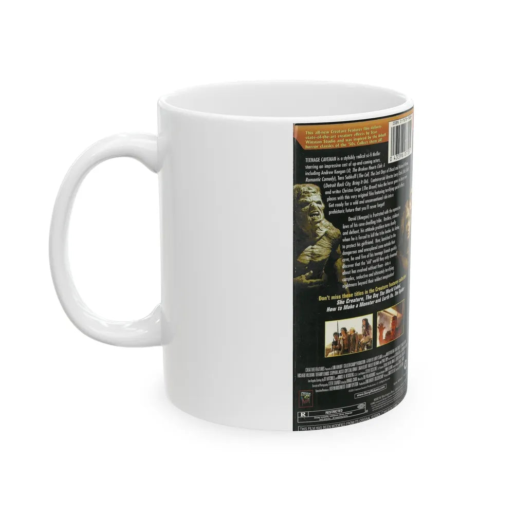 TEENAGE CAVEMAN CREATURE FEATURES (VHS COVER) - White Coffee Mug-Go Mug Yourself