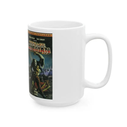 TEENAGE CAVEMAN CREATURE FEATURES (VHS COVER) - White Coffee Mug - Go Mug Yourself