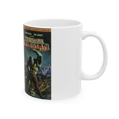 TEENAGE CAVEMAN CREATURE FEATURES (VHS COVER) - White Coffee Mug-Go Mug Yourself