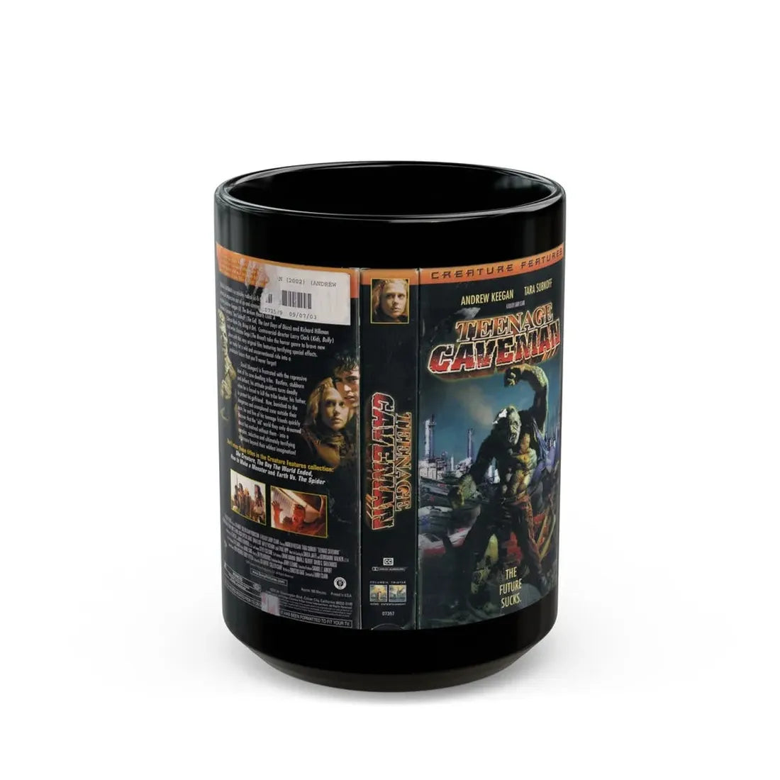 TEENAGE CAVEMAN (VHS COVER) - Black Coffee Mug 15oz - Go Mug Yourself