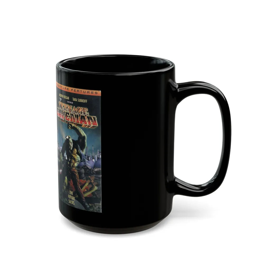 TEENAGE CAVEMAN (VHS COVER) - Black Coffee Mug-Go Mug Yourself