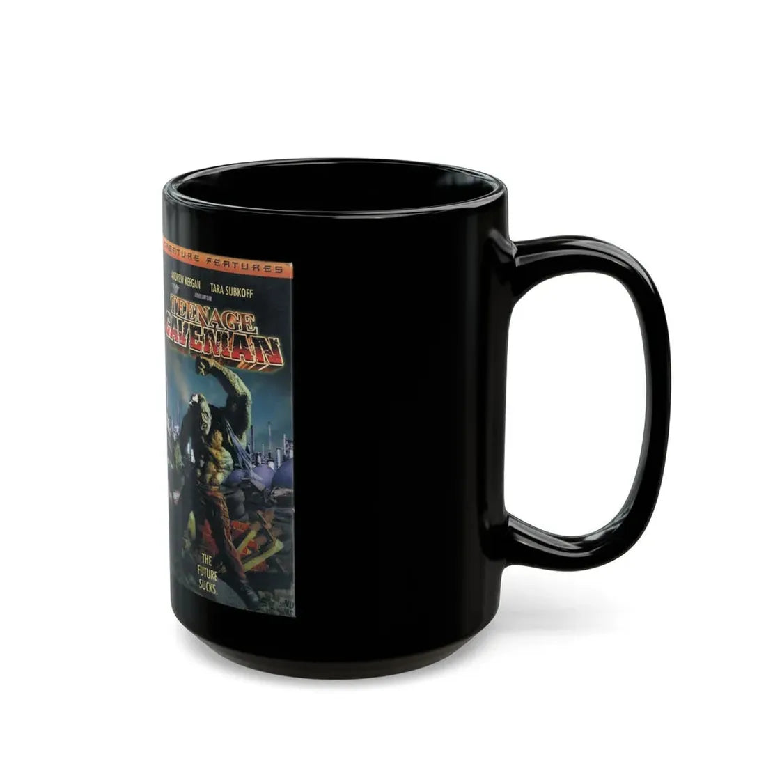 TEENAGE CAVEMAN (VHS COVER) - Black Coffee Mug - Go Mug Yourself