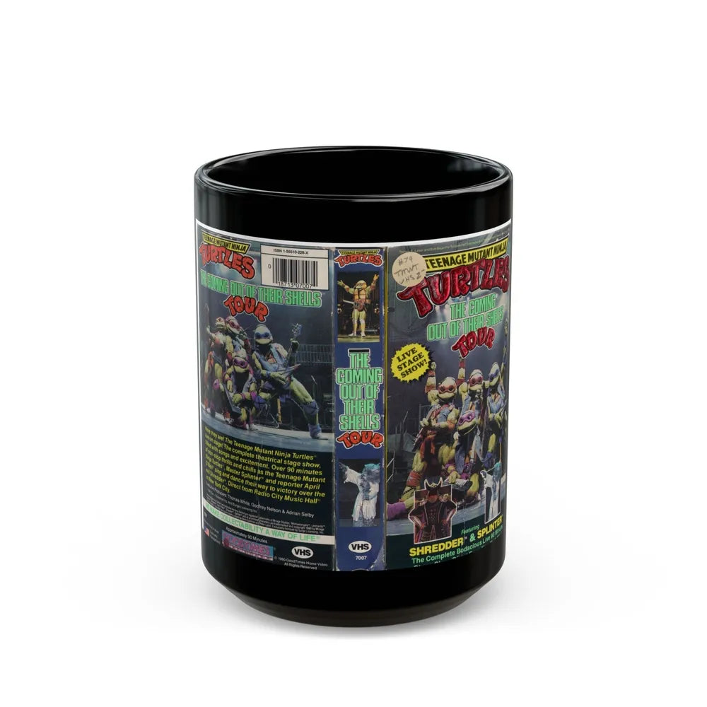 Teenage Mutant Ninja Turtles Coming Out Of Our Shells Tour (VHS COVER) - Black Coffee Mug-15oz-Go Mug Yourself