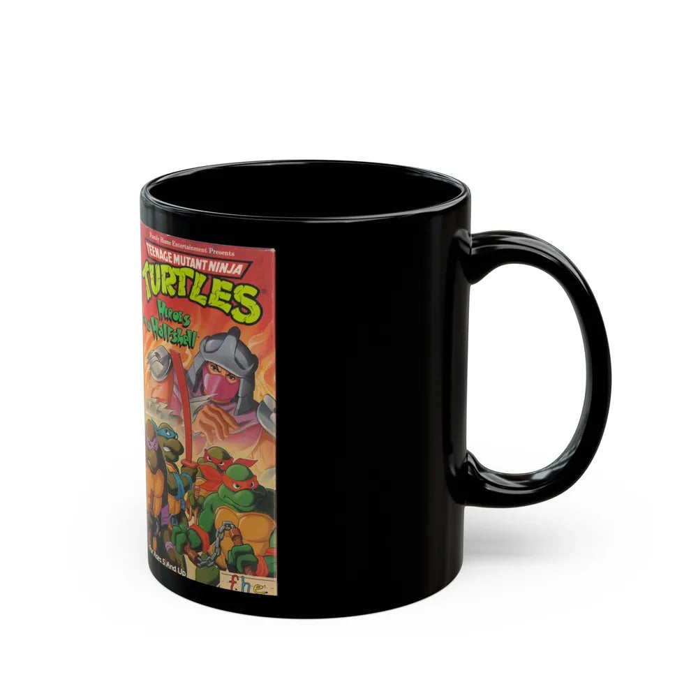 TEENAGE MUTANT NINJA TURTLES HEROES IN A HALFSHELL (VHS COVER) - Black Coffee Mug-Go Mug Yourself