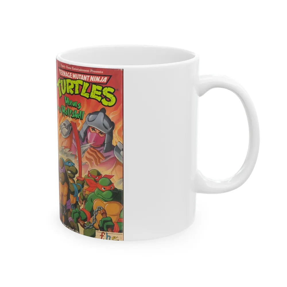 TEENAGE MUTANT NINJA TURTLES HEROES IN A HALFSHELL (VHS COVER) - White Coffee Mug-Go Mug Yourself