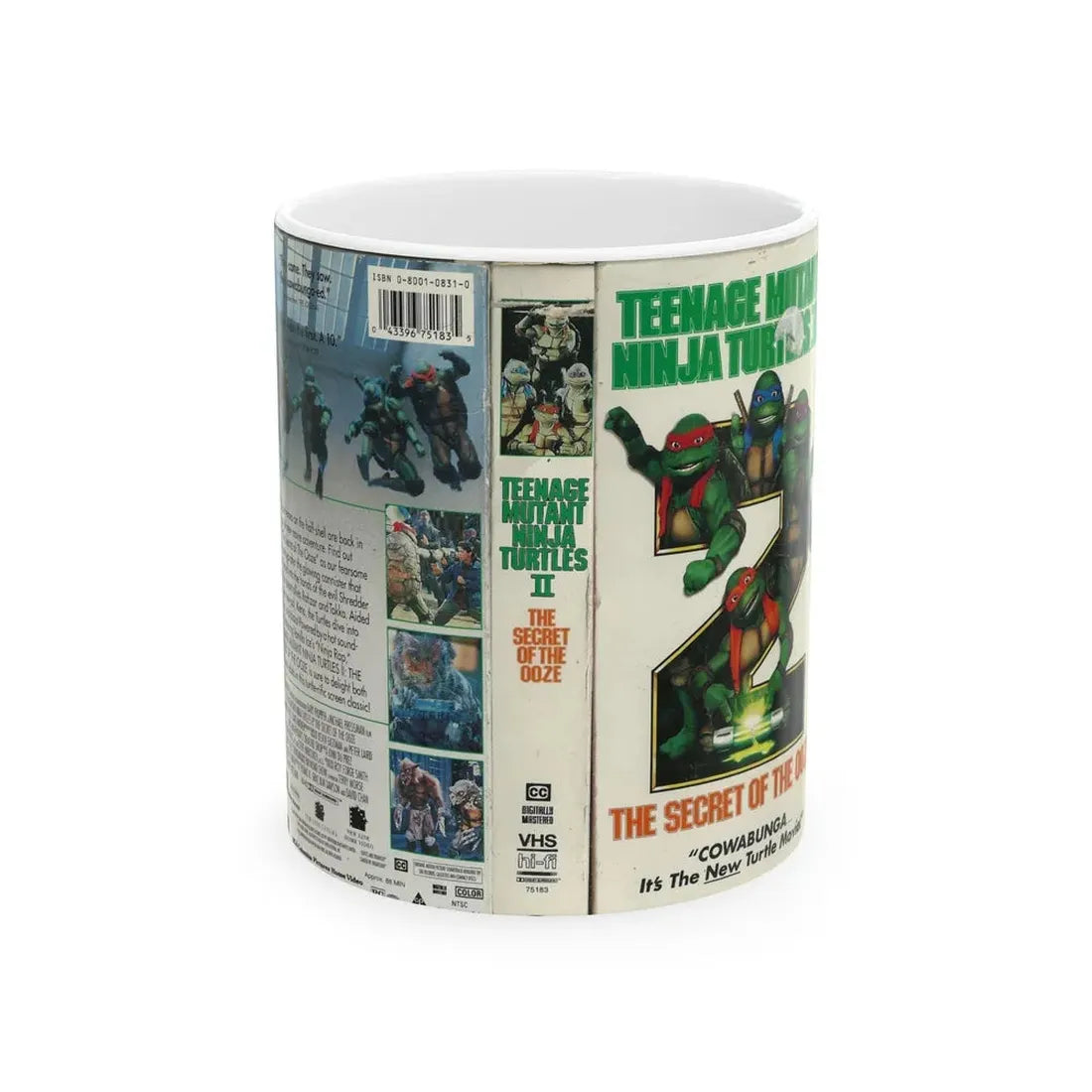 TEENAGE MUTANT NINJA TURTLES II THE SECRET OF THE OOZE (VHS COVER) - White Coffee Mug 11oz - Go Mug Yourself