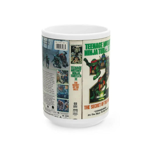 TEENAGE MUTANT NINJA TURTLES II THE SECRET OF THE OOZE (VHS COVER) - White Coffee Mug 15oz - Go Mug Yourself