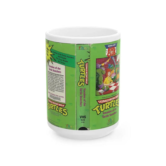 TEENAGE MUTANT NINJA TURTLES INVASION OF THE TURTLE SNATCHERS BURGER KING KIDS CLUB (VHS COVER) - White Coffee Mug 15oz - Go Mug Yourself