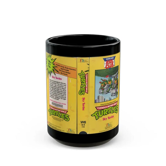 TEENAGE MUTANT NINJA TURTLES SKY TURTLES BURKING KING KIDS CLUB (VHS COVER) - Black Coffee Mug 15oz - Go Mug Yourself
