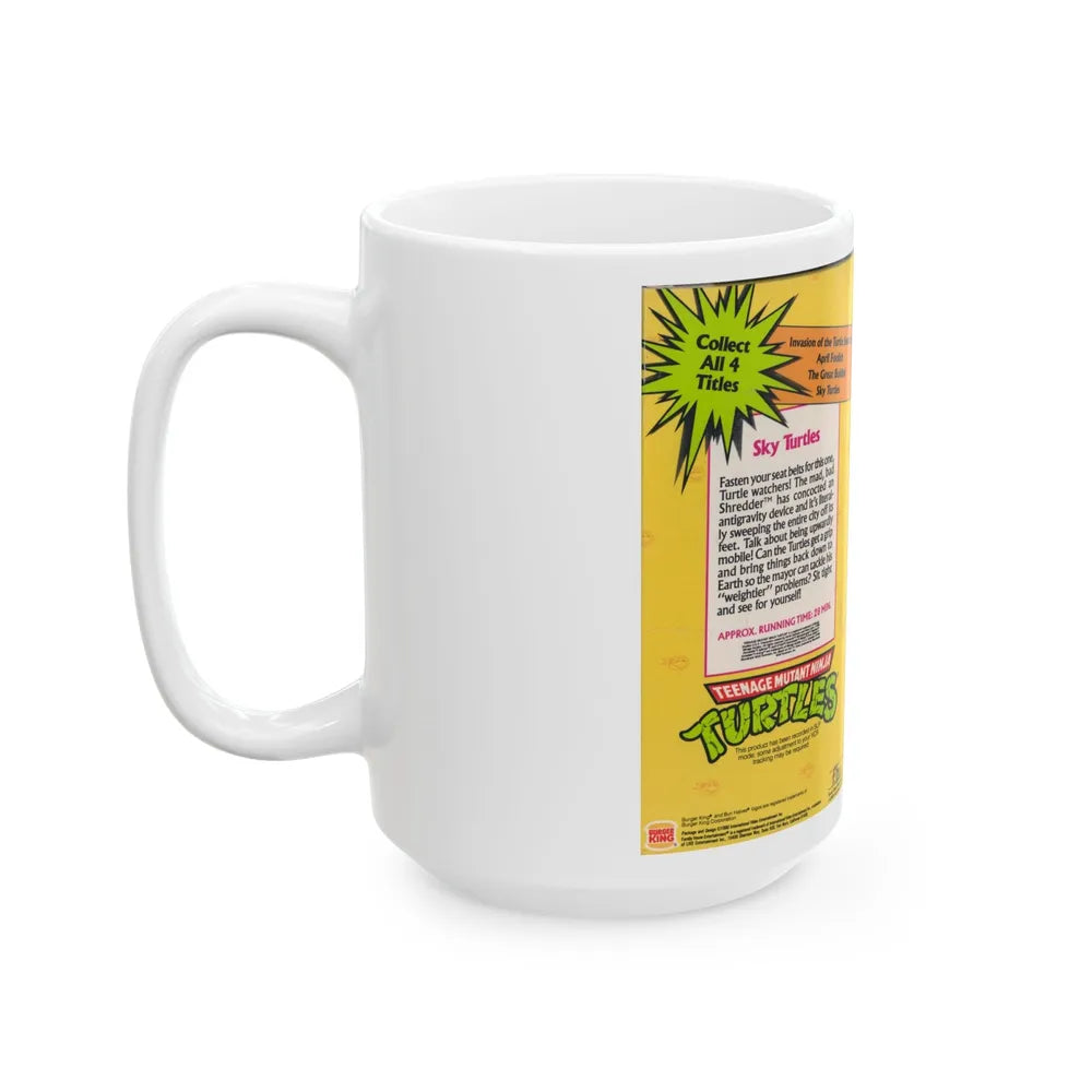 TEENAGE MUTANT NINJA TURTLES SKY TURTLES BURKING KING KIDS CLUB (VHS COVER) - White Coffee Mug-Go Mug Yourself