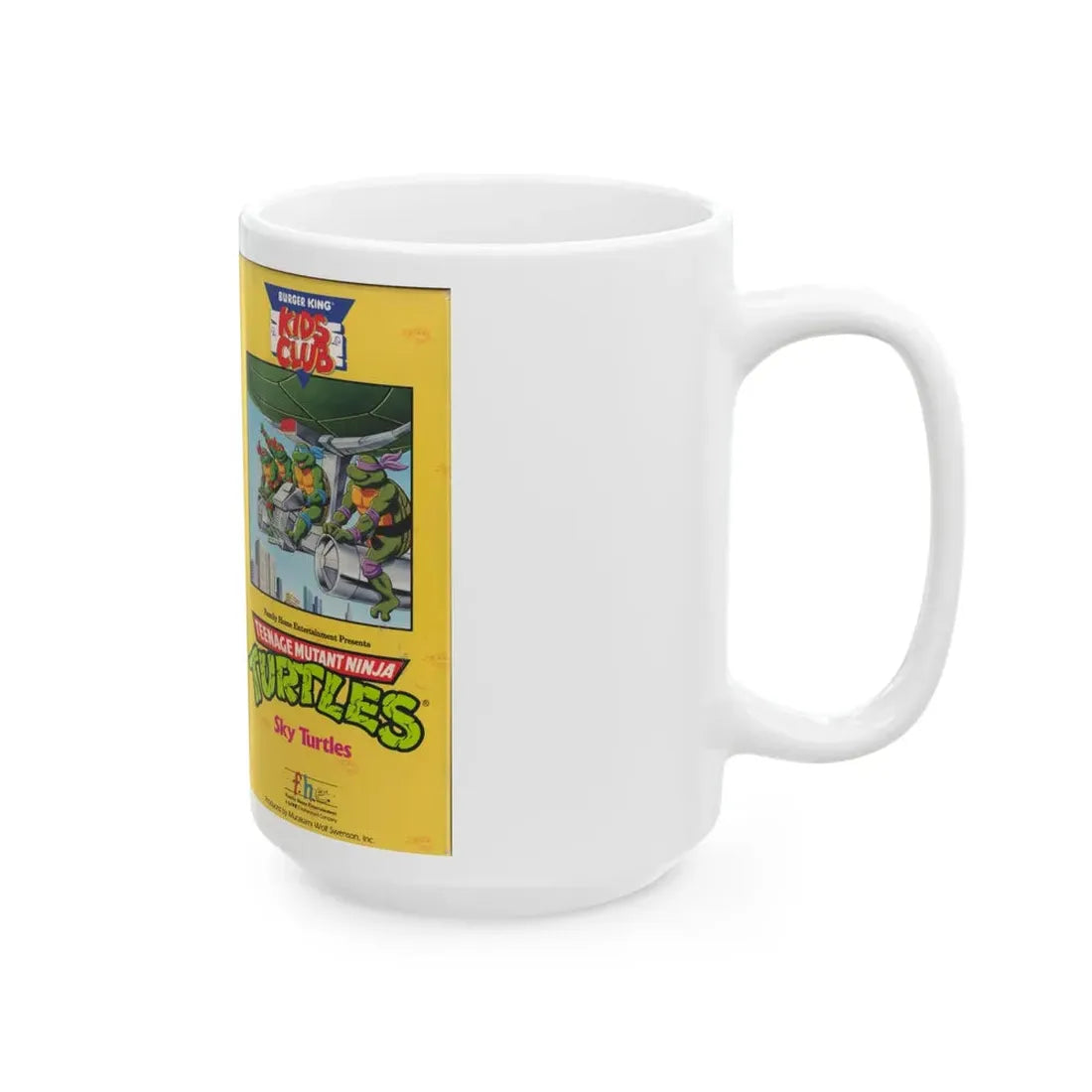 TEENAGE MUTANT NINJA TURTLES SKY TURTLES BURKING KING KIDS CLUB (VHS COVER) - White Coffee Mug - Go Mug Yourself
