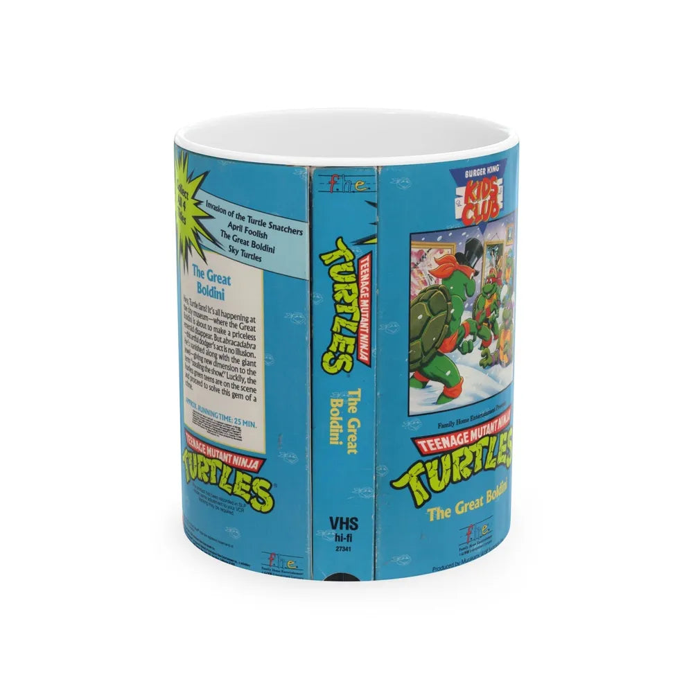 TEENAGE MUTANT NINJA TURTLES THE GREAT BOLDINI BURGER KING KIDS CLUB (VHS COVER) - White Coffee Mug-11oz-Go Mug Yourself